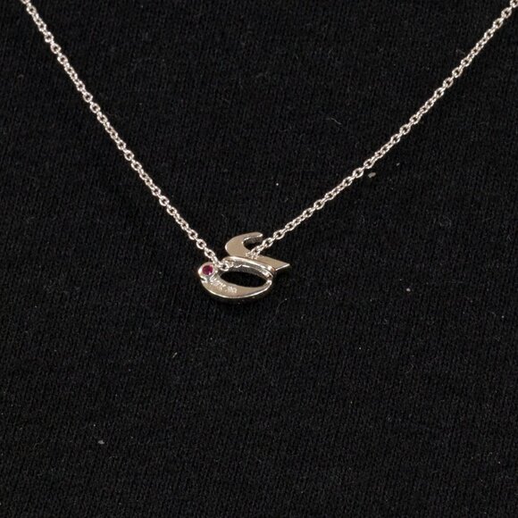 ROBERTO COIN 18k WHITE GOLD DIAMOND SMALL SCRIPT "A" PENDANT WITH CHAIN RETIRED - Picture 4 of 5